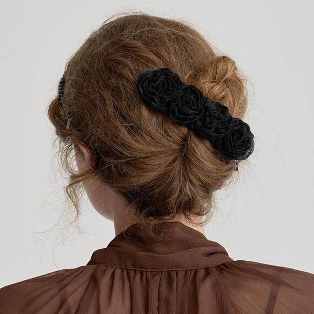 Curly Rose Alligator Clip JP-25-123CC black