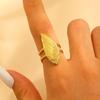 Stainless Steel Flower Irregular Adjustable Rings for Women Fashion Metal Textured Leaf Index Finger Ring Luxury Jewelry