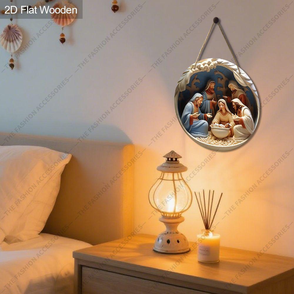 Holy night Nativity scene pendant, decoration of home walls or doors, 2d flat wooden, Christmas decoration, gifts for friends and family
