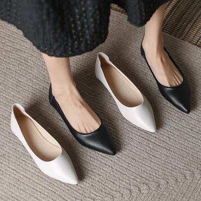 Fashion Black/white Solid Color Women Working Flats Shoes Soft Bottom Slip On Loafers Spring Shallow Mouth Nurse Mocasines Plus Size 43