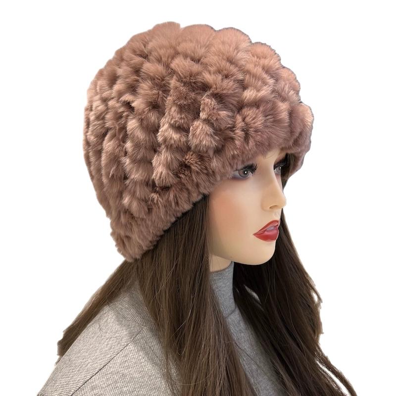 Real Rex Rabbit Hair Hat Women's Thickened Hair Hat Fur Cold Warm Ear Protection Plush Knitted Hat Baotou Hat Autumn and Winter