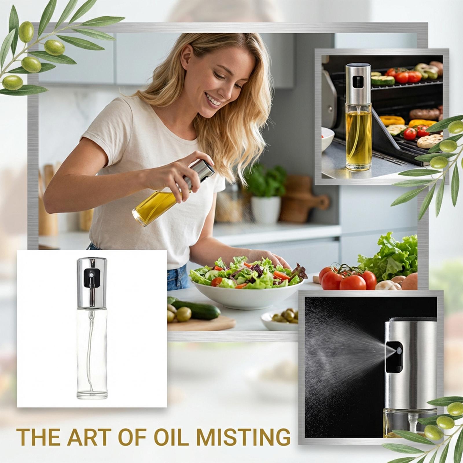 Stainless Steel Oil Sprayer, Kitchen Oil Sprayer, Atomizing Oil Bottle, Press-Type Oil Sprayer, Non-Dripping Oil Bottle One Size чёрный