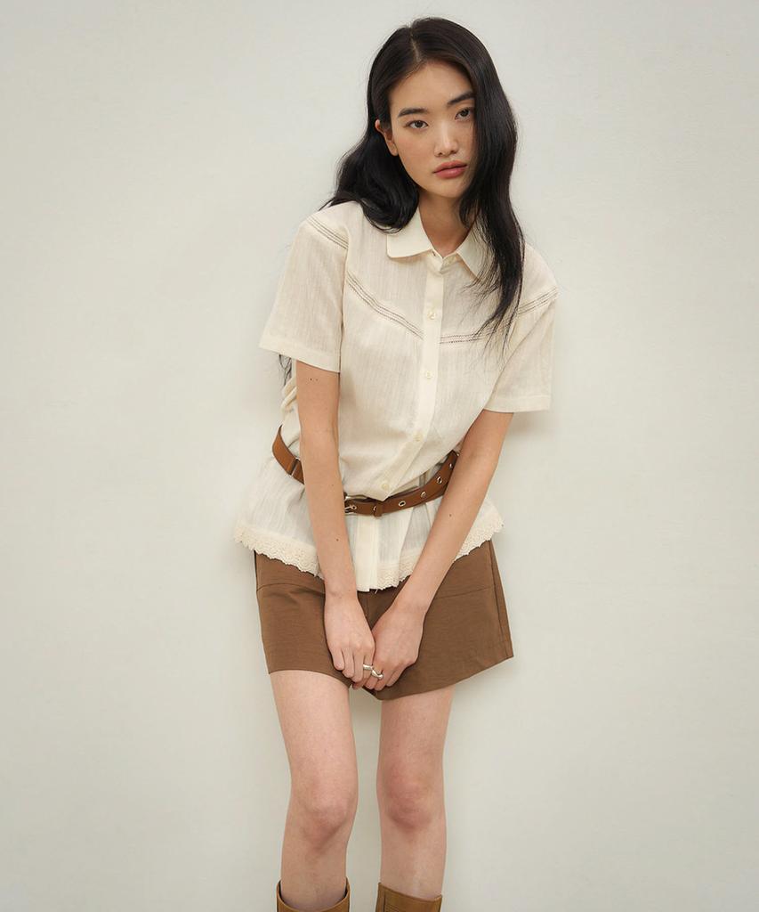 OURO Round Collar Shirts [ Cream ]