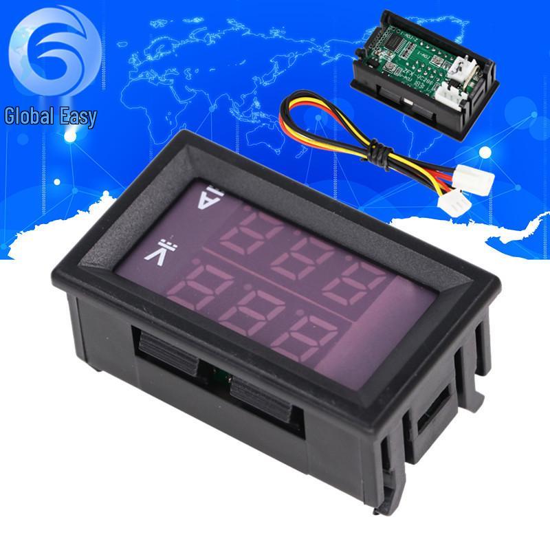 DC0-100V 10A Red/Blue LED Dual Digital Voltage & Current Meter with Fine Adjustment