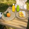 Flat Shallow Woven Fruit Basket Natural Fruit Storage Drying Container Bamboo Basket Tray  for Home