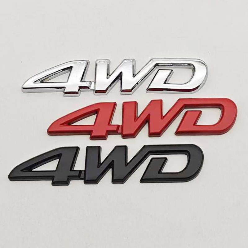 1Pcs 3D Chrome Black Metal Car Letters Logo 4WD Car Fender Side Rear Trunk Emblem Badge Sticker Decals Auto Accessories