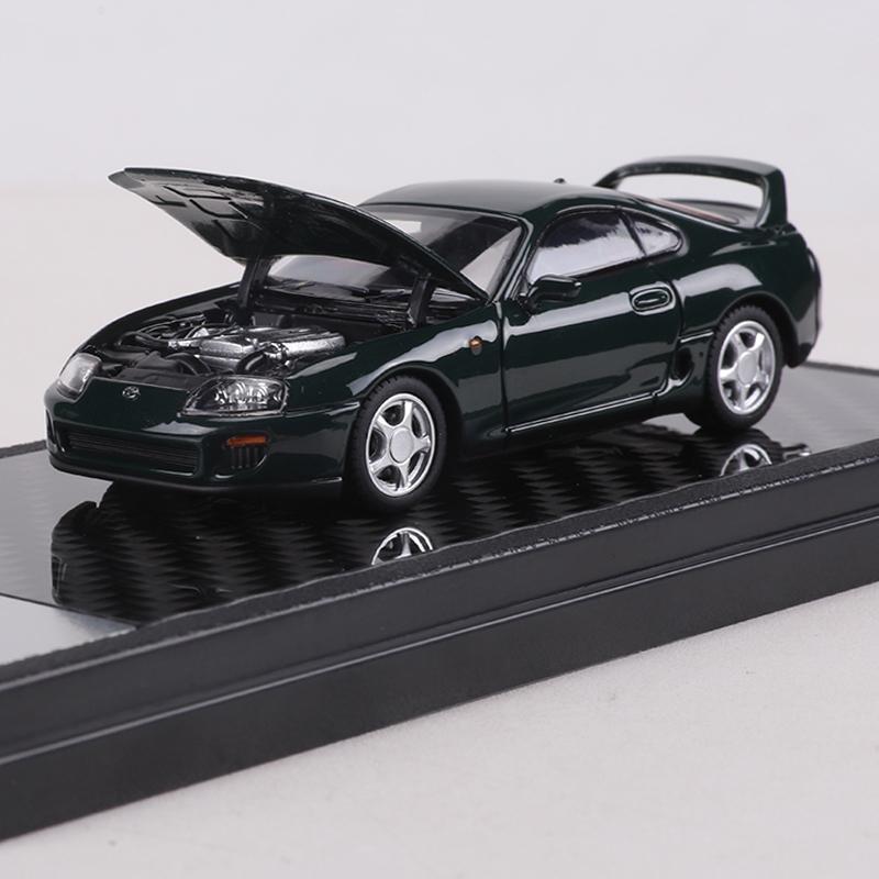LCD 1:64 Supra A80 Alloy Model Car Can Open The hood зелёный