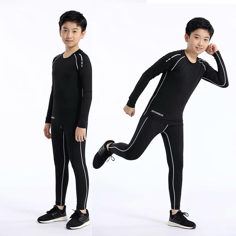 Kids' Quick-Dry Sports Compression Set: Summer Thin Long Sleeve and Pants