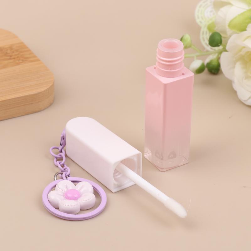 Lippengloss-Flasche mit Schlüsselanhänger, Farbverlauf, Leere Lippenstift-Gloss-Hülse, Nachfüllbarer Flüssigkeitsbehälter, Flasche, Lippenstift-Probenflasche