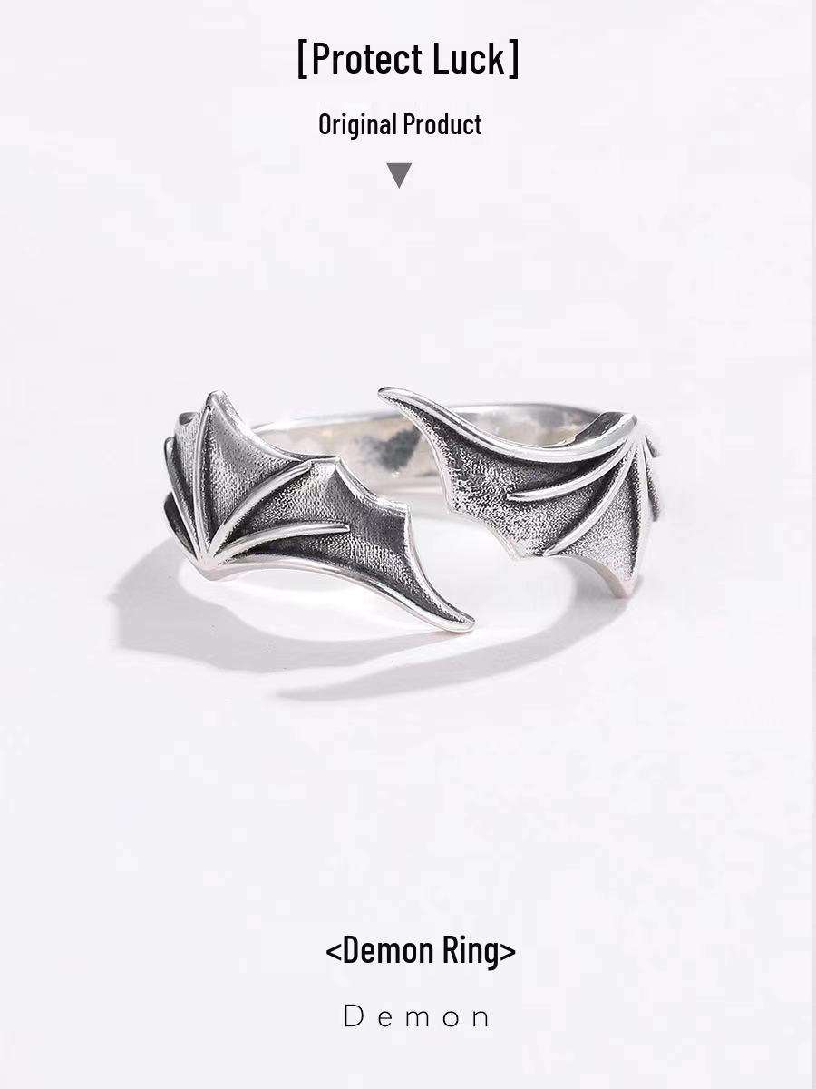 

Angel and Demon Wings Couple Rings, Thai Silver, European and American Style, Personalized Openable Design One Size