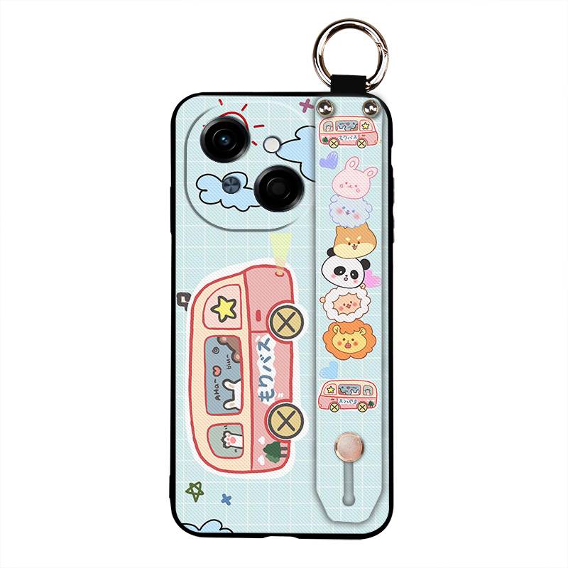 Silicone Ring Phone Case For Tecno POP9 4G/Spark GO 1/KL4 Cute Kickstand Wristband Soft case Waterproof Wrist Strap