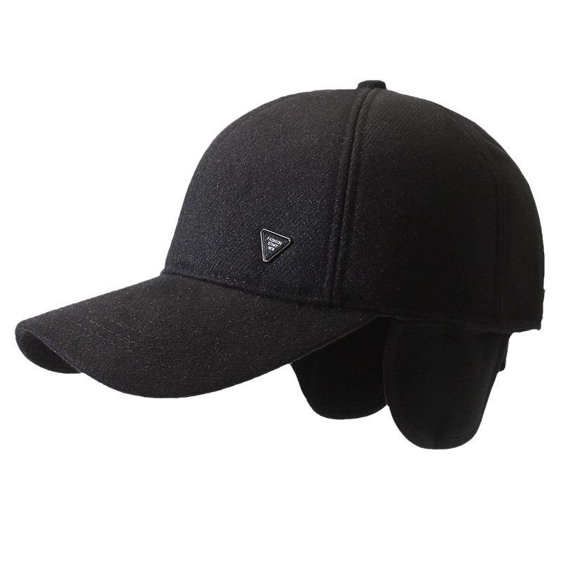 Autumn and winter men's ear protectors, woolen baseball caps, fleece to keep dad and grandpa warm, ear protectors and cold-proof peaked caps