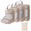 6Pcs Travel Compressed Packing Cubes Storage Organizer Set With Drawstring Bag Luggage Portable Lightweight Suitcase Bag