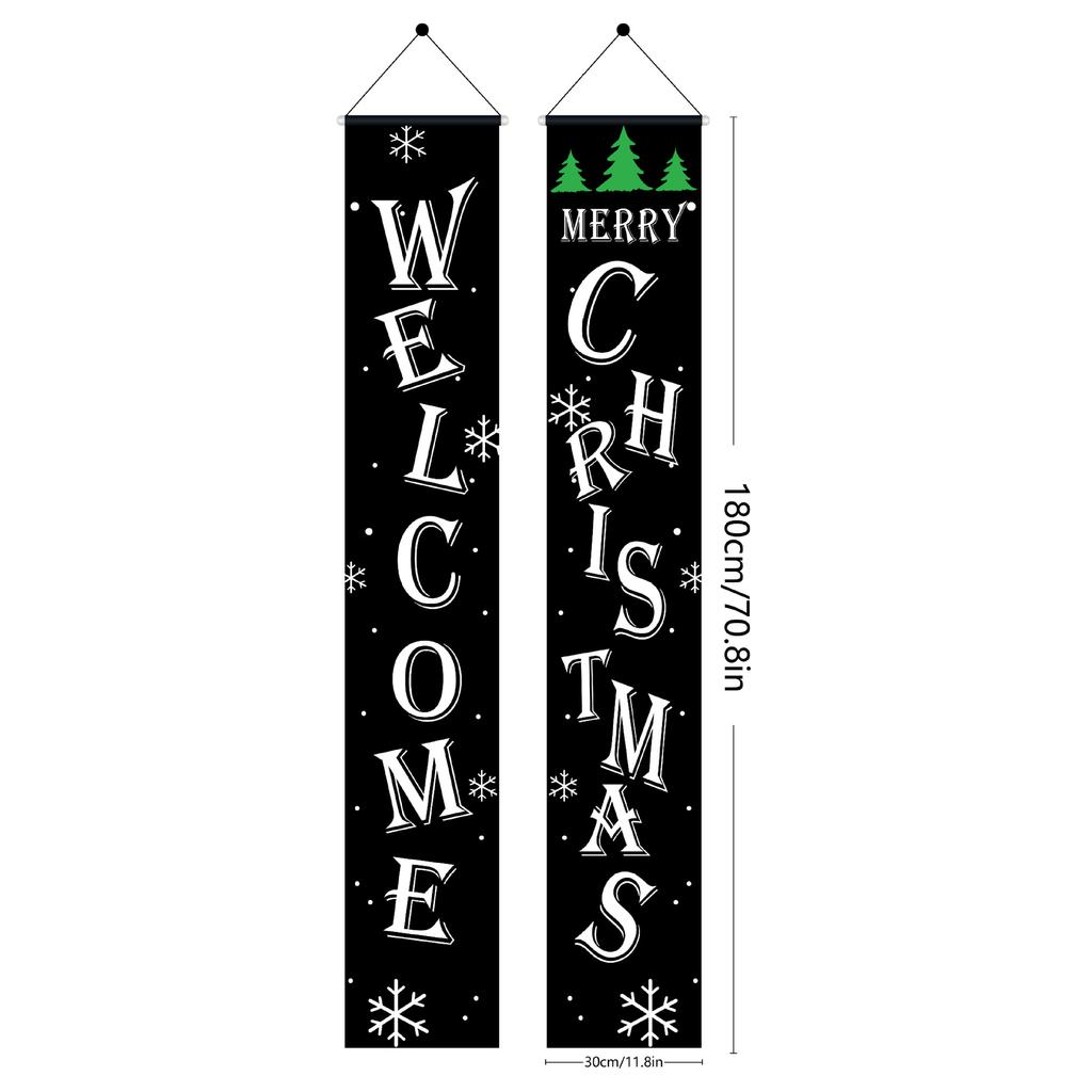 Weihnachts-Außendekorationen 1 Paar Weihnachtsbanner Nussknacker Soldat Banner Santa Schneemann Frohe Weihnachten Tür Veranda Dekor 2024