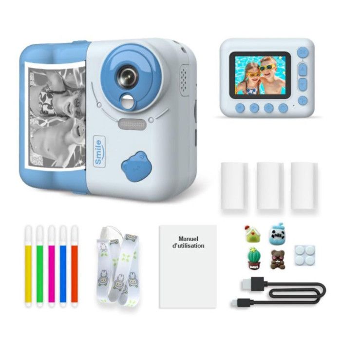 Appareil photo instantané pour enfant - SHOP-STORY - INSTAKID_BU - Impression thermique sans encre - 48MP - Vidéo 1080p