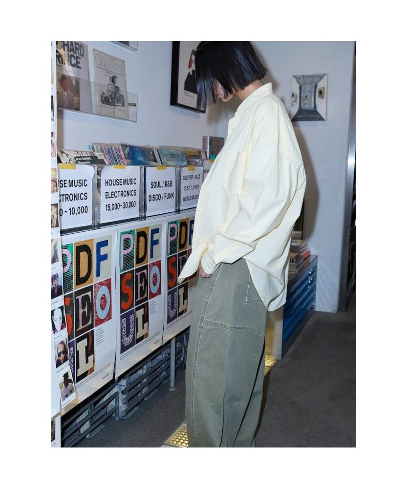 Saendeusaundeu (Unisex) Wide Balloon Fit Work Denim Khaki