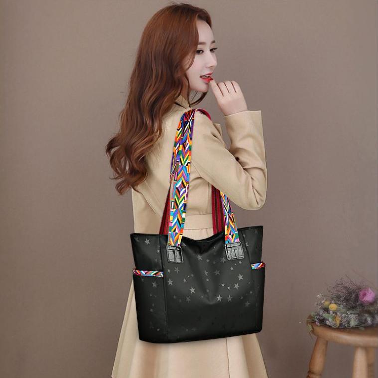 Dámská velkokapacitní voděodolná taška Oxford Cloth Nylon plátěná taška přes rameno Tote Bag Kabelka