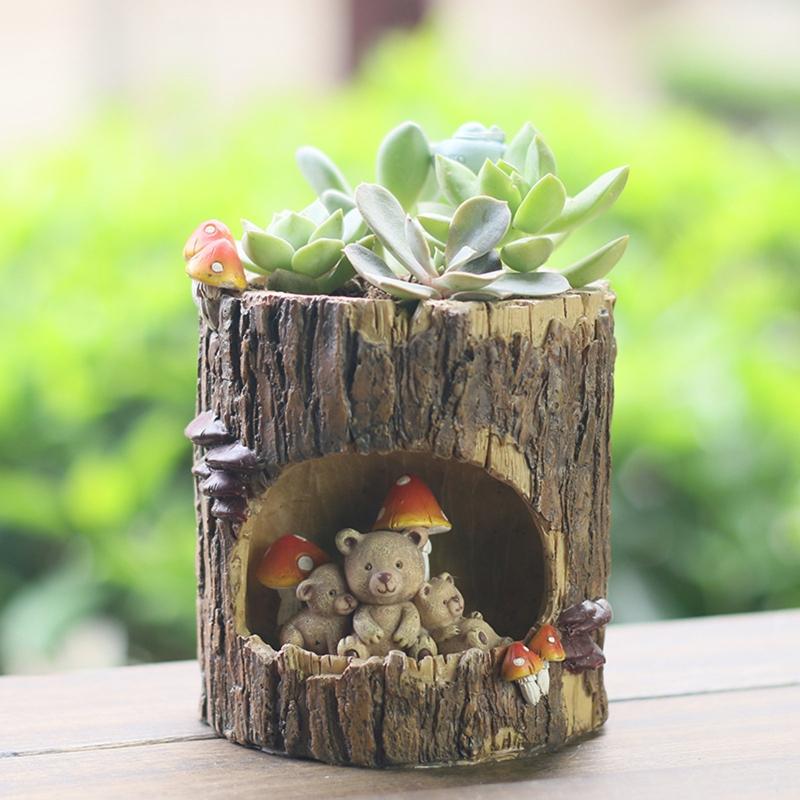 Baumhaus Tiere Blumentopf Harz Schreibtisch Cartoon Pflanzgefäße Verwendet als Sukkulenten-Blumentopf Stiftehalter Attraktiv Exquisit
