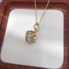 Vintage Geometric Rhombus Pearl Pendant with Zircon Detailing