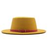 Autumn and winter new British men's top hat, flat-top woolen hat, European and American jazz hat, big-brimmed women's hat