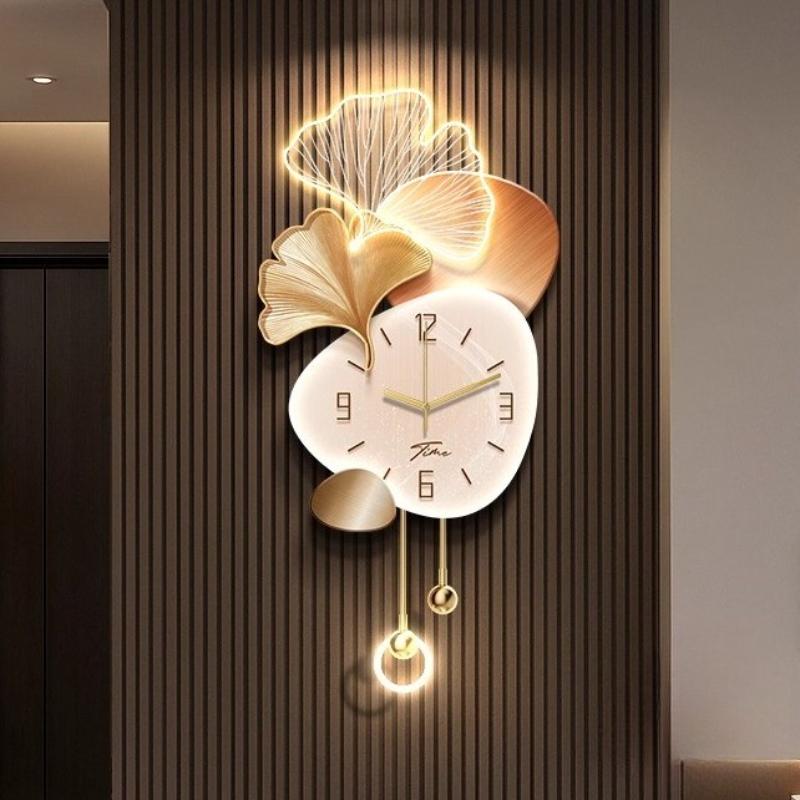 Horloge Murale de Salon Design de Luxe Créativité Horloge Numérique LED Restaurant Silencieuse Horloge à Quartz Couloir Montre Murale Décoration de Maison