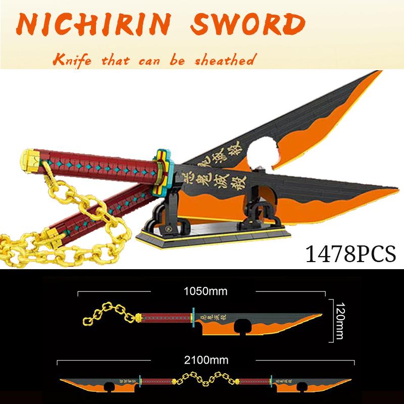 Demon Slayer Onemoc Piece Katana Luminous Sword Building Blocks Diy Model Educational Toy Assembly Weapon Toy Brick For Children