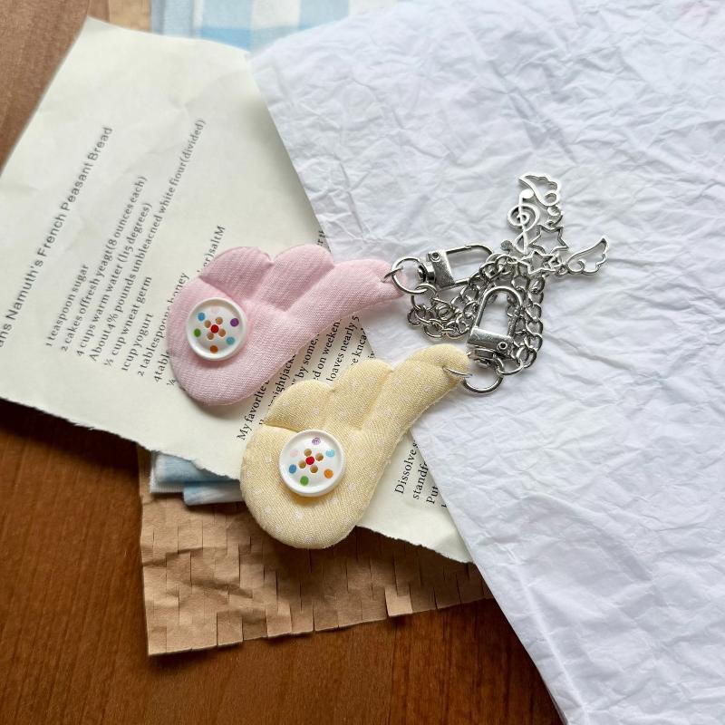 Soft Cloud Fabric Keychain with Star Music Note Pendants Multi Colors Lovely Car Key Decor for Valentine's Day Gift