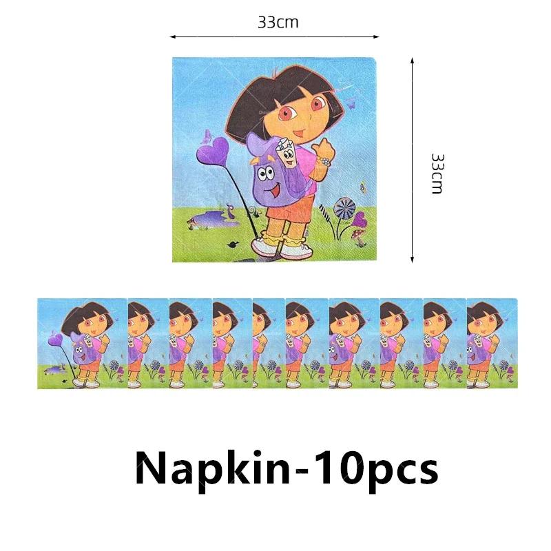 Dora Balloon Cartoon Girl Ballons Happy Birthday Banner Party Decoration Monkey Cake Topper Supplies Gift Disposable Tableware