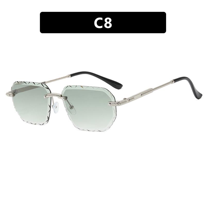 Square Rimless Sunglasses  Trend Metal High-Grade Men'S And Women'S Sunglasses Street Photo Sunglasses Gradient Goggle