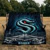Seattle Kraken Logo Blanket Flannel Throw for Sofa, Indoor, Camping, Living Room, Office, Chair, And Bed Soft Birthday Gift