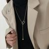 Cold Wind Silver Round Beads Long Sweater Chain Women's Simple Niche Design Sweater Chain High-end Autumn and Winter Necklace