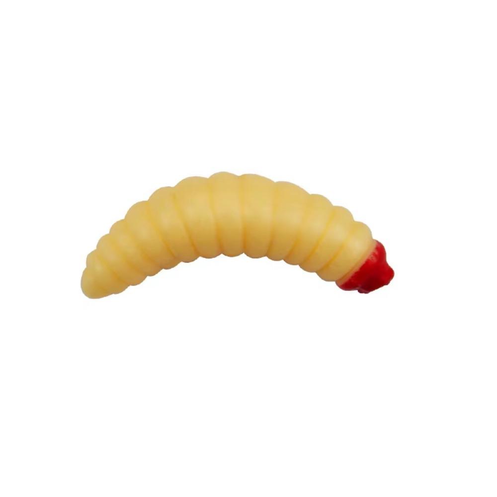 100Pcs Realistic Design Waxworms Fishing Lures Mini Bionic Soft Larva Swimbait Fake Maggots Lures Soft Silicone