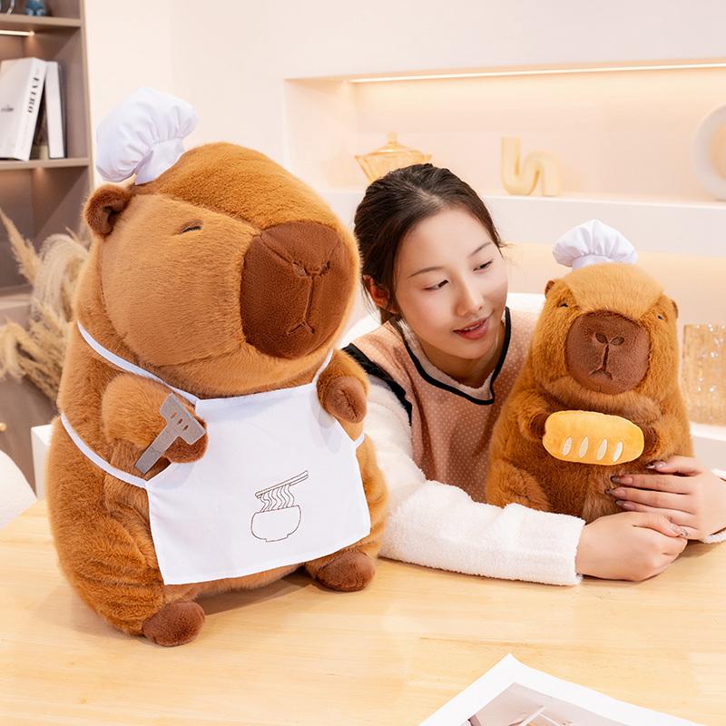 28/35/50cm Cook Capybara Plush Simulation Baker Kapibala Anime Fluffty Toy Cute Bread Doll Stuffed Animals Soft Doll Xmas Gift
