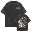 Washed Vintage Anime Jojo Bizarre Adventure Tshirt Retro Manga Giorno Giovanna T Shirts Men Casual Cartoon Oversized Tshirts