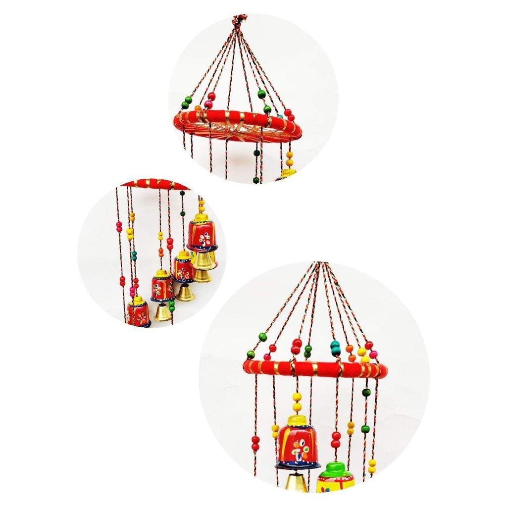 Handmade Rajasthani Metal Multicolor Bells Wall Hanging for Home Decor | Living Room | Bedroom | Door Hanging(Pack of 1)