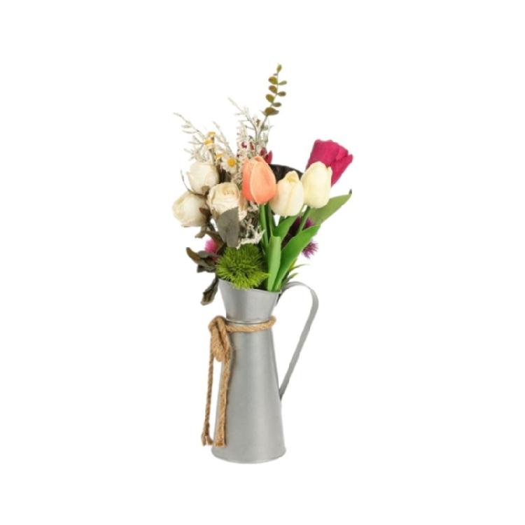 Metal Pitcher Vases With Handle Farmhouses Home Decors Shabby Florals Container For Dried Flower Centerpieces Display