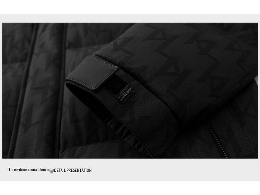Herren Winter 2025 Kapuzen-Kurzmantel mit Patchwork-Design, gefüllt mit dicker, warmer Entendaune (nicht abnehmbar)