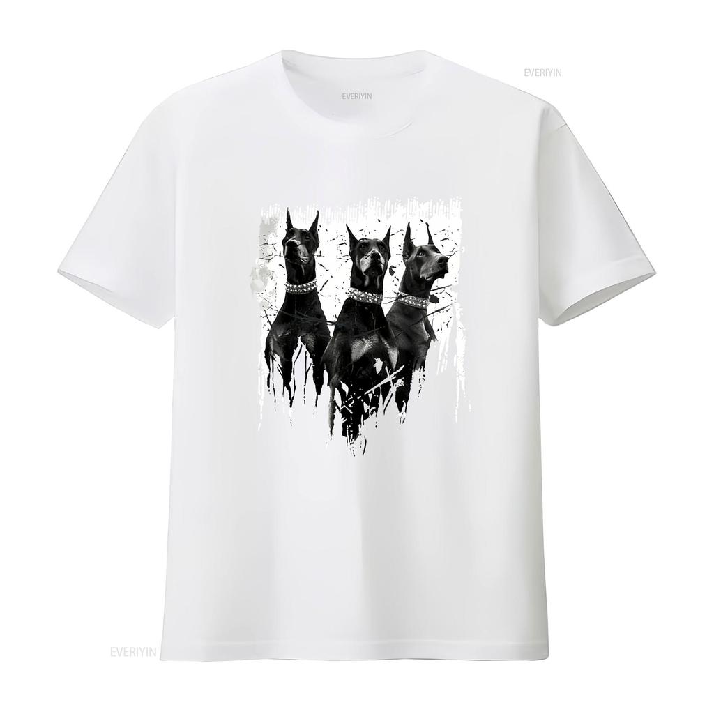 Doberunisex Pinscher Black And White Dog Lovers T Shirt Sweat 14169 Vintage Fashion Homme Streetwear Top For Everyday Wear