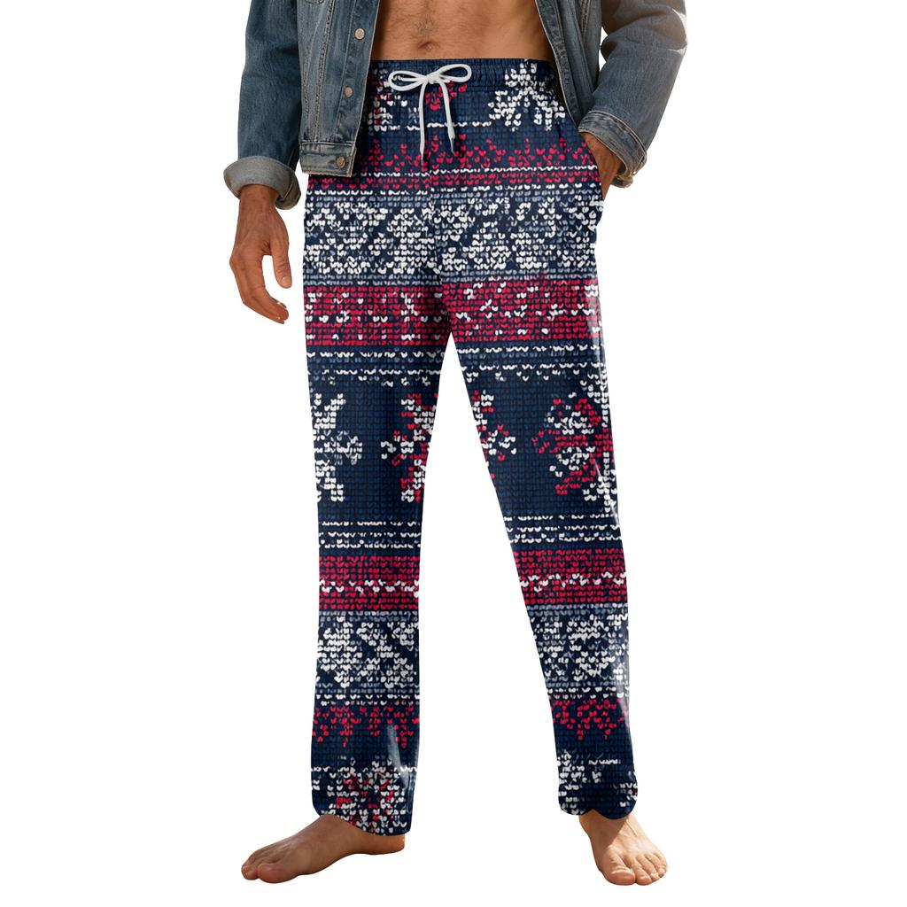 Weiche Pyjamahose für Herren mit Kordelzug und Taschen, lässige Sporthose