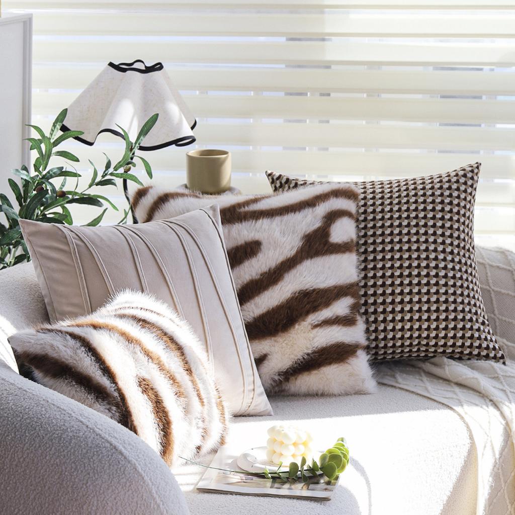 Second-hand Coffee Color Pillow Case, Light Luxury and High-end Living Room Sofa Cushion Pillow Case, Sofa Rectangular Pillow