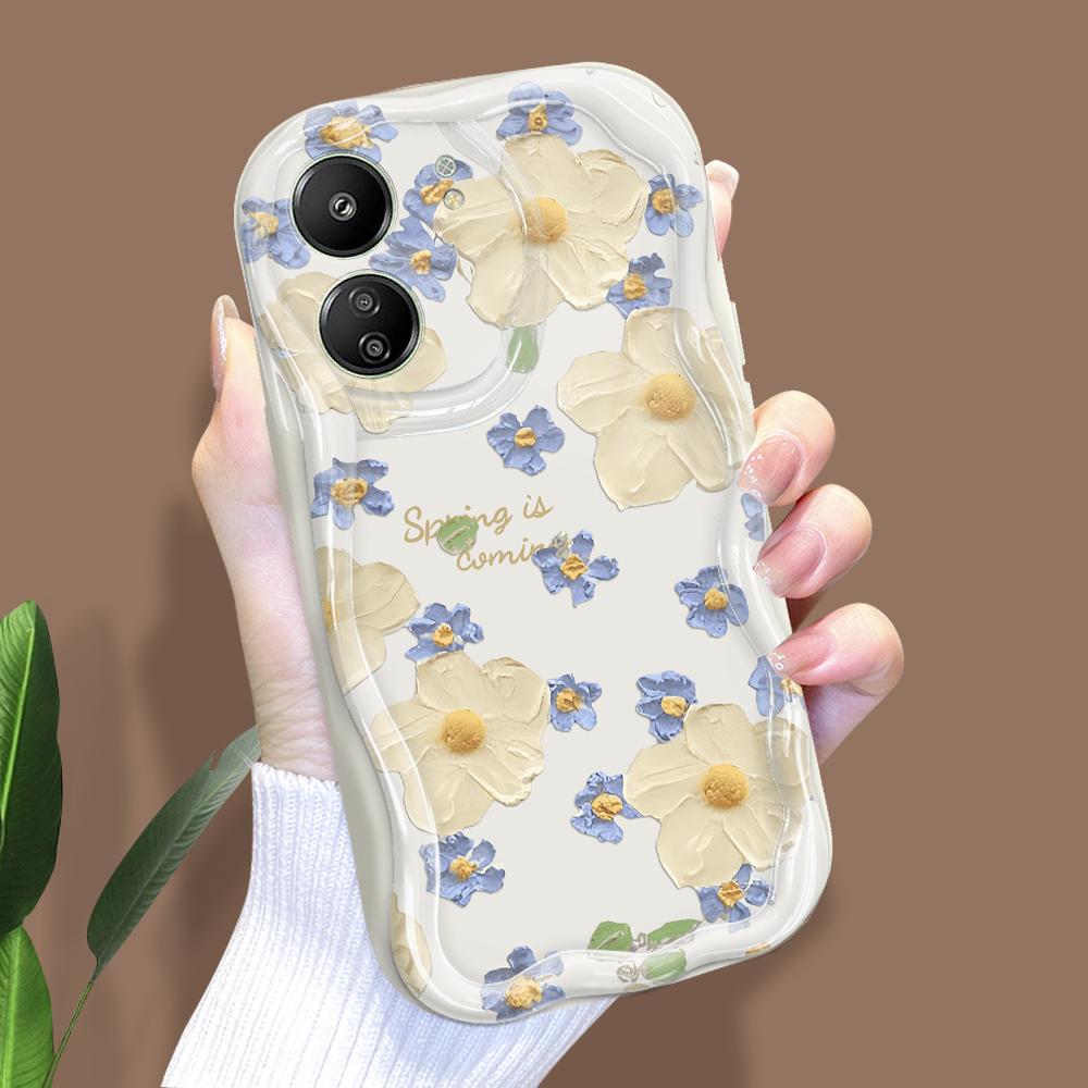 Cute Cartoon Pattern Cream Texture Casing Wavy Edge Soft Silicone Cover Phone Case for Xiaomi Redmi
