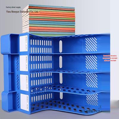 Multi-Layer File Rack: Four-Section Office Organizer for Documents and Folders