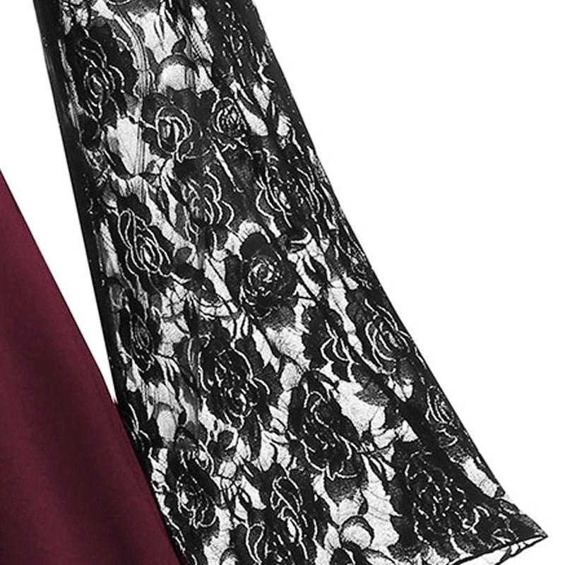 Sexy Elegantes Spitzen-Mini-Kleid Damen Robe Gothic Vintage A-Linie Partykleidung Frau Kleidung Streetwear