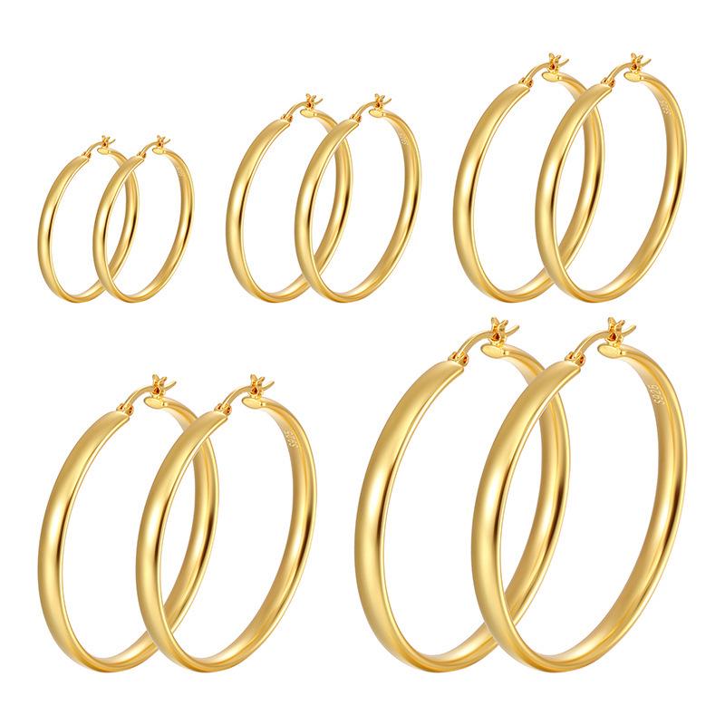 European & American Fashion Geometric Ear Cuff with Copper Curved Exaggerated Large Hoop Earrings