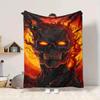 1Pc Hellish Skull Portrait Flannel Blanket, Soft And Comfortable, Casual Warm, Camping Travel, Christmas, Halloween Xmas Gift. G189