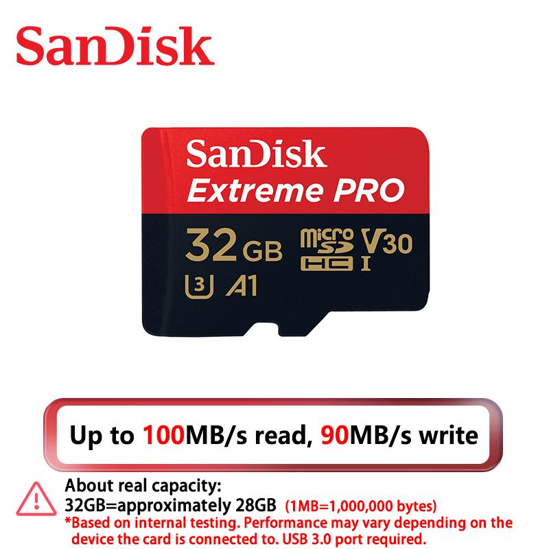 Sandisk Extreme Pro Card 256GB Micro SD Card SDXC Memory Card UHS-I 128GB 512GB 64GB 32GB U3 V30 TF Flash Cards Memory Card Adapter for Camera DJI 32GB