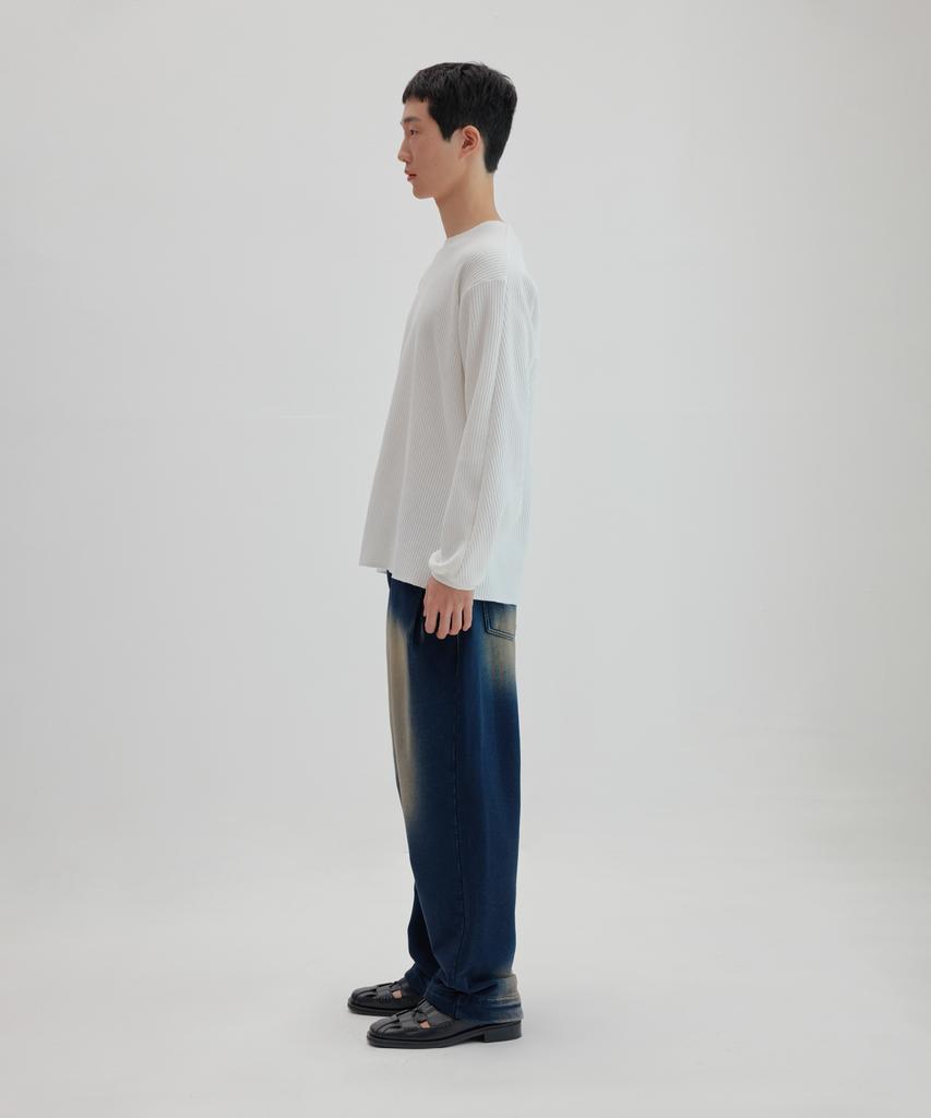 NONBLANK Waffle Boat Neck T-Shirt_White