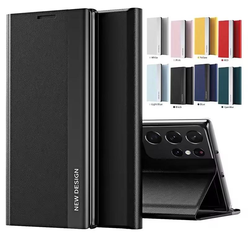 Luxusní kožené flipové pouzdro pro Samsung Galaxy S25 S24 S23 S22 S21 S20 Ultra Plus S23 S21 S24 FE Note 20 Ultra kryt se stojánkem