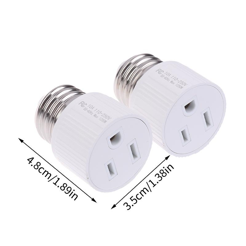 2Pcs E26/E27/B22 3Prong Light Socket Outlet Adapter Plug Light Socket To Plug Adapter Bulb Base Adapter 1250W Heat-Resistant