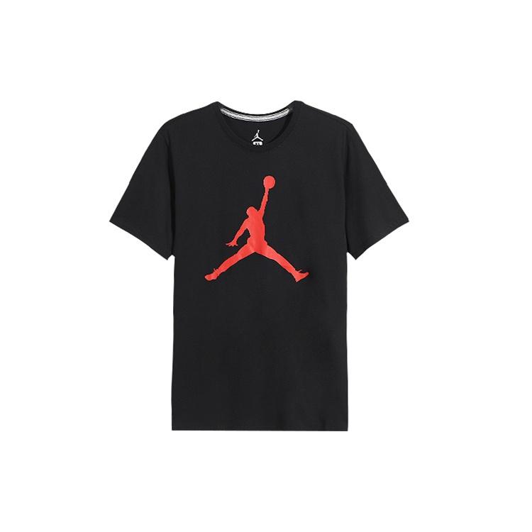 Air Jordan Casual Sports Round Neck Large Logo Short Sleeve Black Men s CD7611-010 M